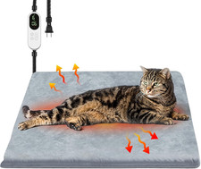 Pet Heating Pad 17x17 with Timer 9 Temp Levels Waterproof Heated Cat Dog Mat