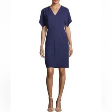 Elie Tahari Lourdes Cold Shoulder Dress Size 6 Navy Blue