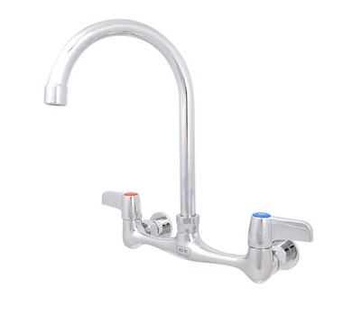 BK Resources BKF-8W-8G-G 8'' Splash Mount NO LEAD Faucet Std Duty w/ 8'' Gooseneck