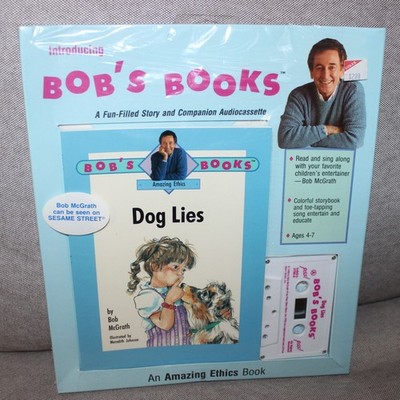 new sealed 1989 vintage Bob's Books DOG LIES paperback + audio cassette tape