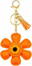 Leather Sunflower Keychain Charm for Bag Purse Backpack Charms Key Chain for Car