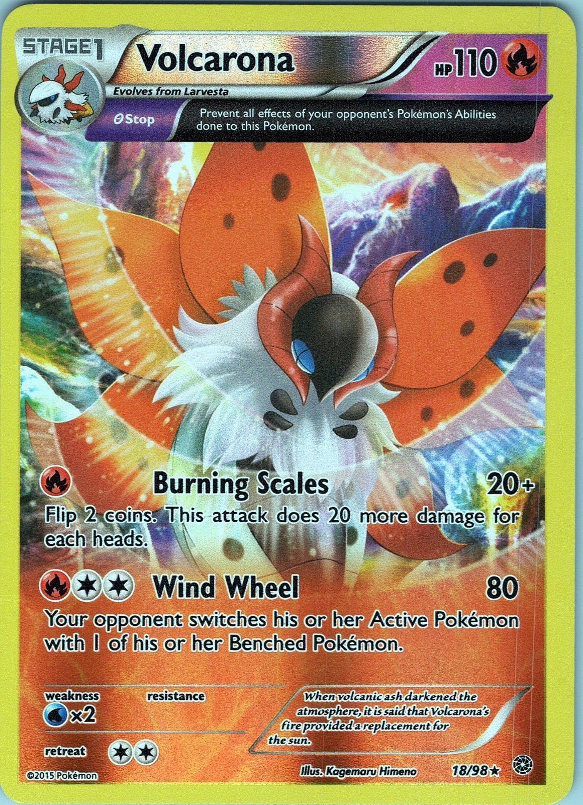 Volcarona 18/98 Rare - Pokemon TCG XY: Ancient Origins - Reverse Holo (NM)