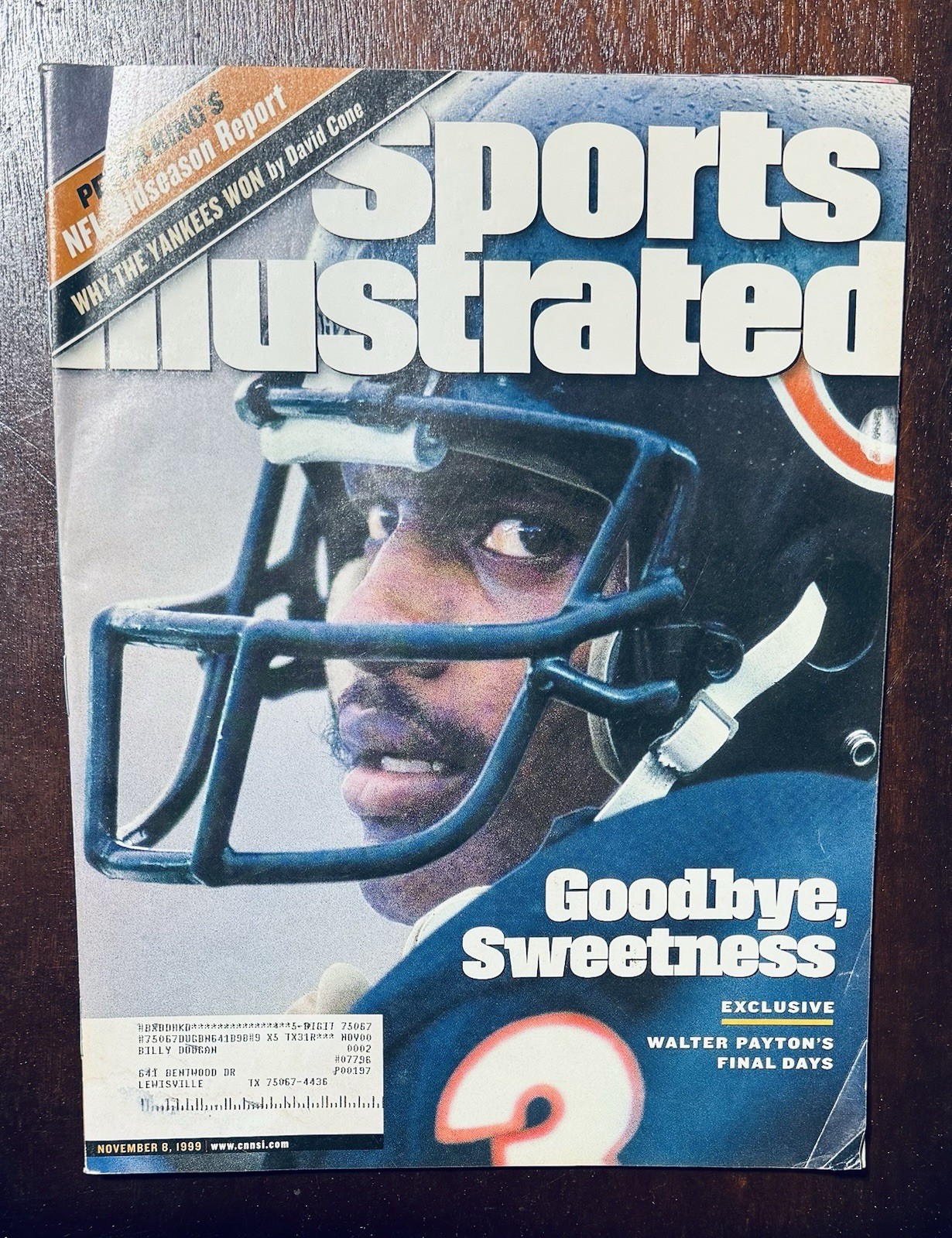 Sports Illustrated Magazine Walter Payton’s Final Days