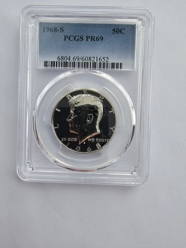 SILVER 1968 S PR69 KENNEDY HALF DOLLAR GRADED PCGS 5OC  S MINT 40% AG CLAD COIN