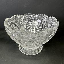 American Brilliant Period Pinwheel Cut Crystal Glass Bowl 6.25" Diameter