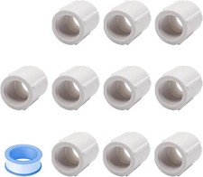 10PCS 3/4 Inch Double Female Threaded White PVC Adapter Fittings Coupling Pipe F