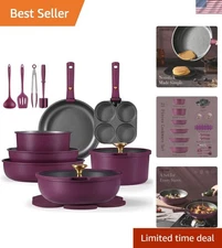 21pcs Pots and Pans Set, Nonstick Cookware Set Detachable Handle, Induction K...