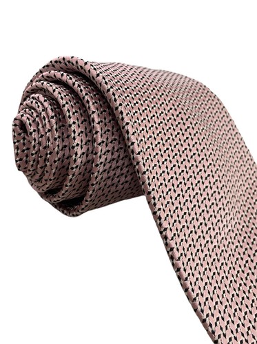 Stefano Ricci Men's Light Pink Geometric Button Back Silk Textured Tie 4"/63.75" - 第 3/6 張圖片
