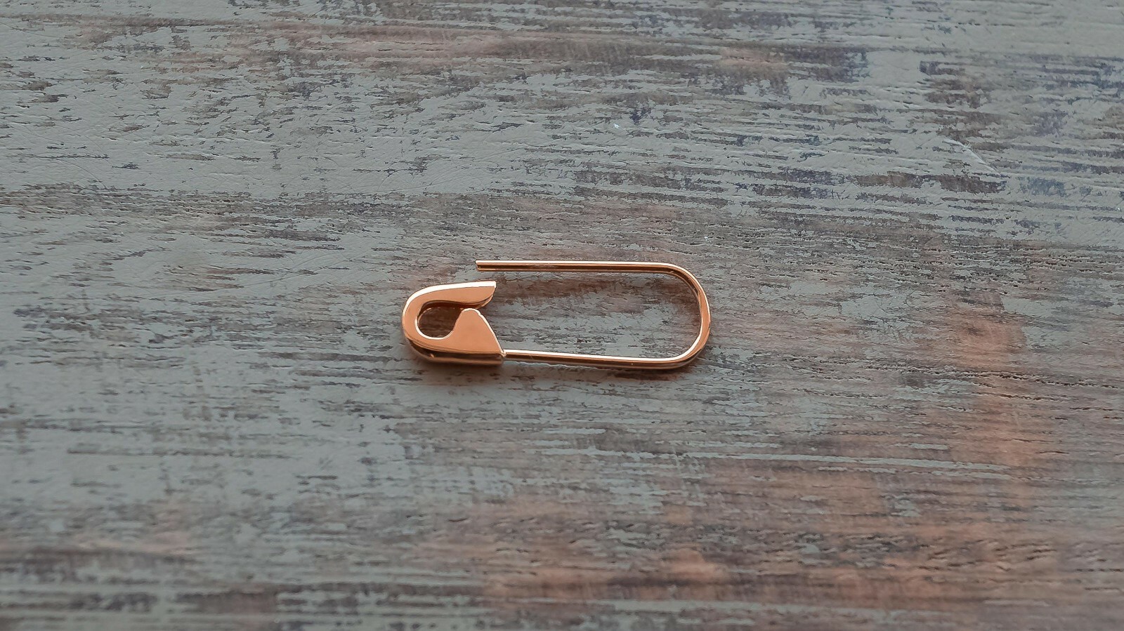 3/4 Inch 9K Rose Gold Safety Pin Cartilage Earring Handmade Unique Gift