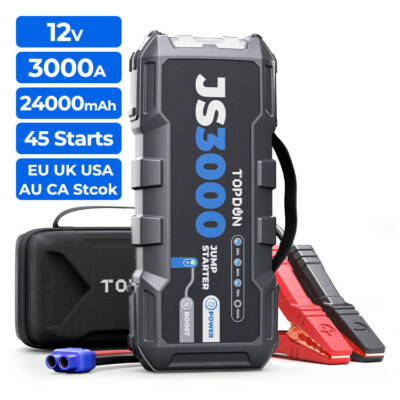 2026 TOPDON JS3000  12V Jump Starter 3000 Peak Amps 24000mAh Power Bank