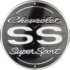 CHEVROLET SS SUPER SPORT 12" ROUND METAL TIN EMBOSSED RETRO SIGN CAMARO CHEVY GM