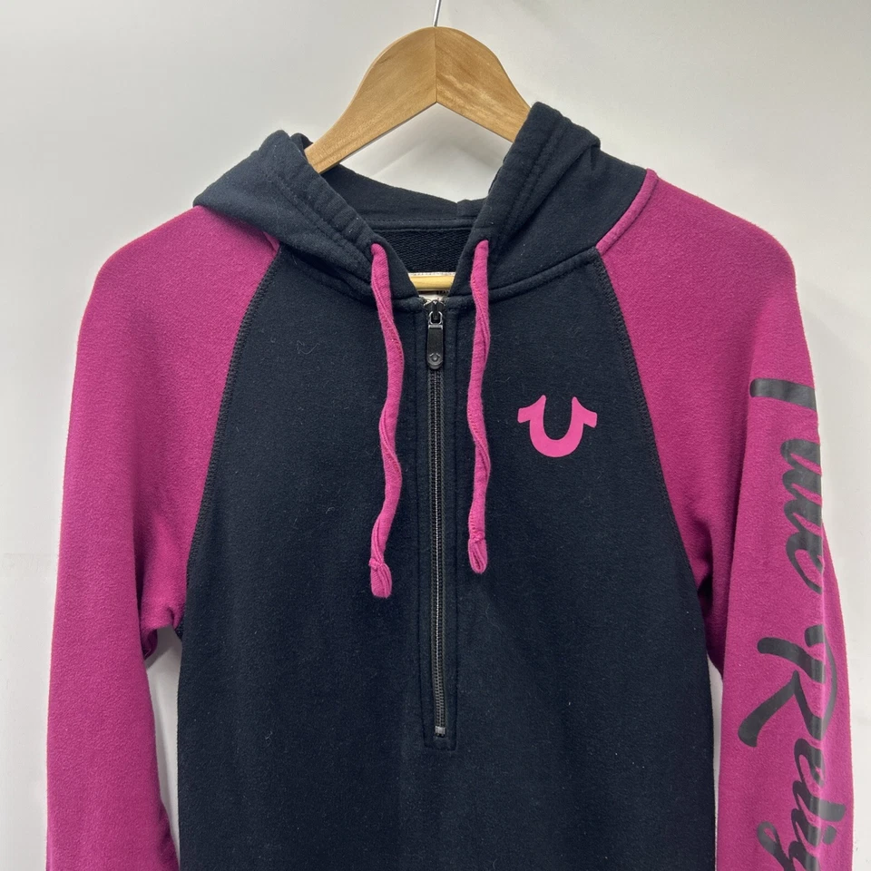 True Religion женщин большого размера толстовка с капюшоном платье размер маленький черный/фиолетовый - Изображение 2 из 4