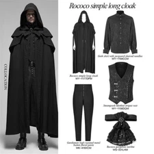 Punk Rave Long Cloak Cascading Effect Pendant Decoration Hooded Windproof Coat