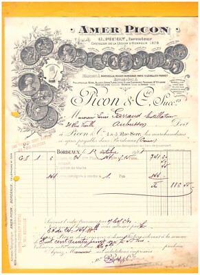 BORDEAUX (33) ALKOHOL / AMER PICON ''PICON & Cie'' Rechnung von 1921