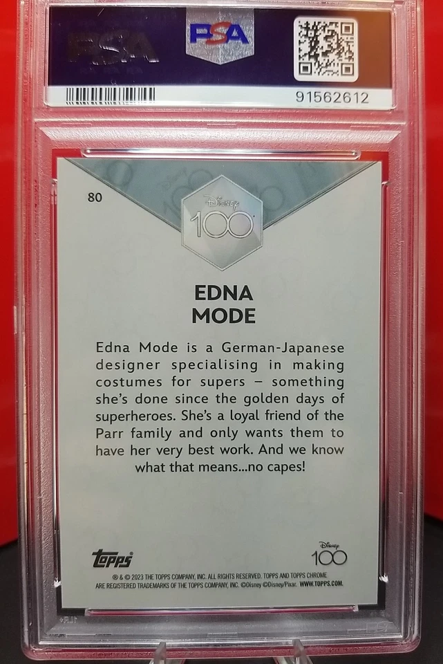 2023 TOPPS CHROME DISNEY 100 RED & BLACK WAVE #80 EDNA 03/28 PSA GEM 10 - POP 5 - Image 3 of 3