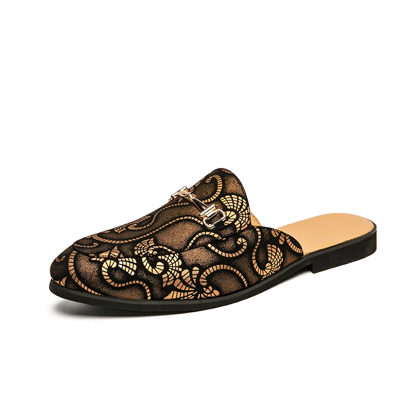 Zapatillas Mules Para Hombre Moda Adorno Sin Cordones Planas Informales Sandalias Zapatillas Foto 4 de 4