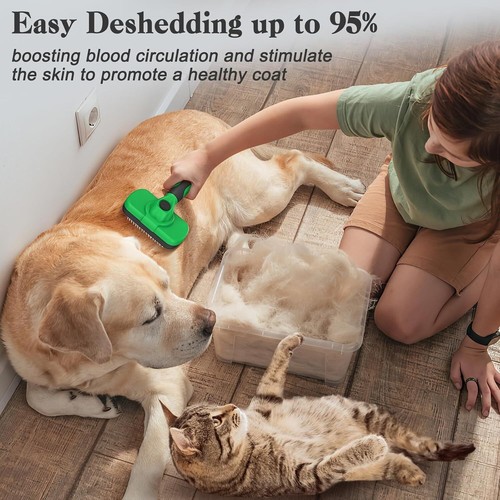 Self Cleaning Slicker Brush - Skin Friendly Deshedding Grooming Tool for Dogs - Picture 12 of 49