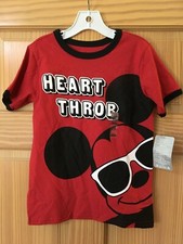 NWT Disney Store Mickey Mouse Ringer T-shirt Tee Top Boy Red 5/6,7/8