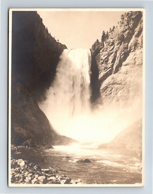 Great Fall From Below in Yellowstone Wyoming Photo By Haynes St Paul 4 5/8 x 3.5
