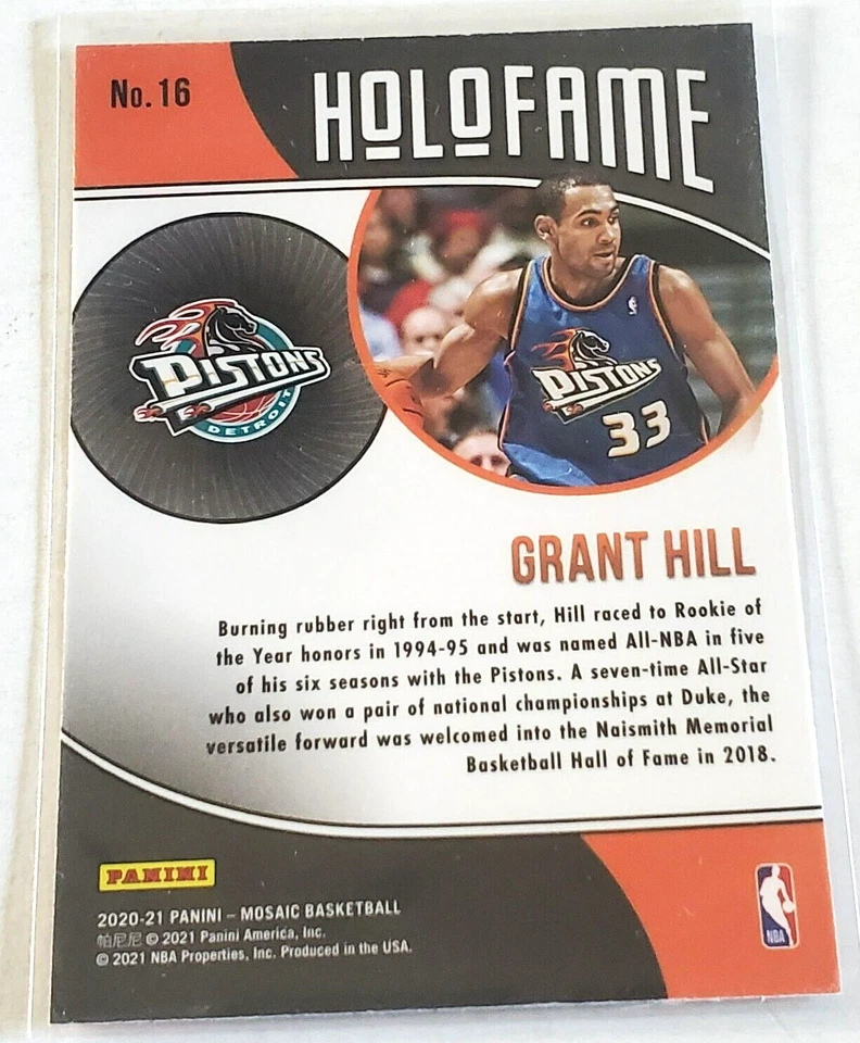 2020 Mosaic Grant Hill #16 HOLO Fame Detroit Pistons BKC#1216 - Image 2 of 3