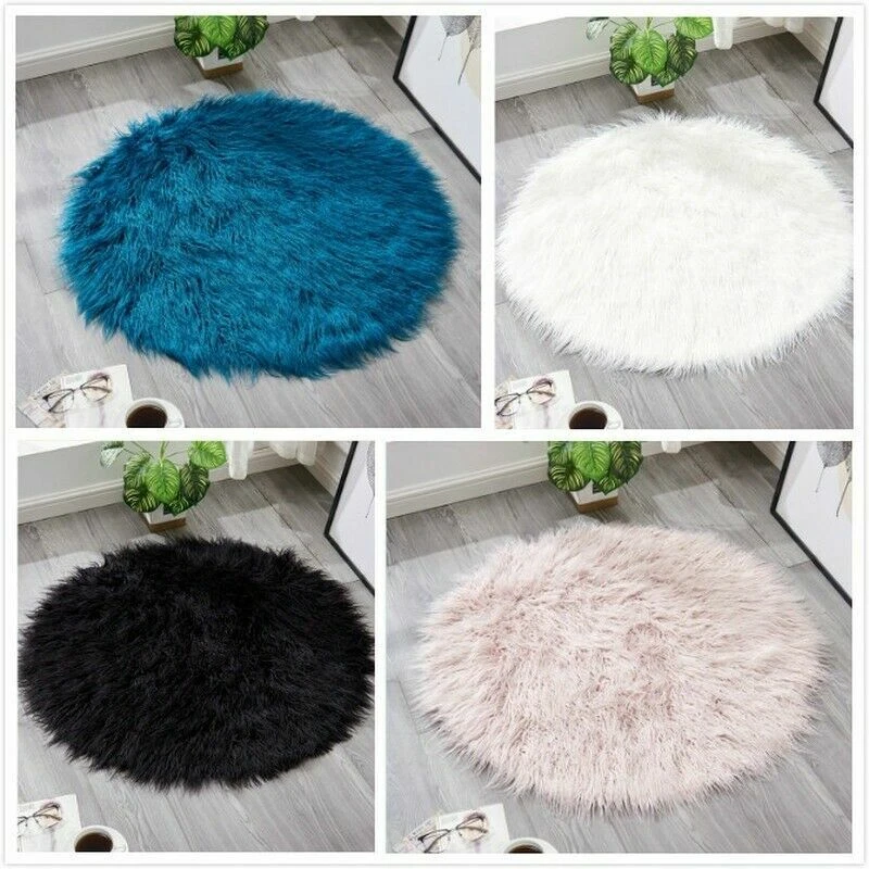 Fluffy Plush Area Rug Round Faux Fur Carpet for Living Room Shaggy Floor Mat - Image 4 of 4