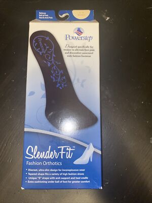 Powerstep Slender-Fit Fashion Orthotics Arch Supports 3/4 Women Size 5 - 6