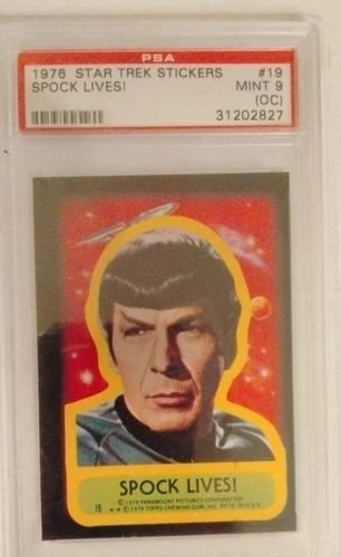 1976 Star Trek Stickers SPOCK LIVES #19 PSA MINT 9(oc) POP 5