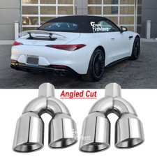 For Mercedes Benz SL43 AMG 2x 2.5" In 3.5" Out Dual Exhaust Tip 9.5" Angled Cut