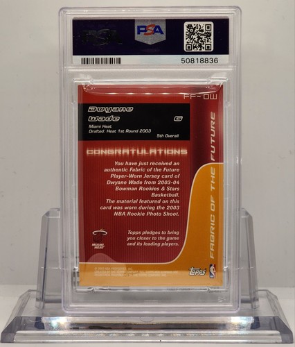 Dwyane Wade RC 2003 Bowman R & S Fabric Of The Future Jersey PSA 9 MINT POP 14 - Picture 2 of 2