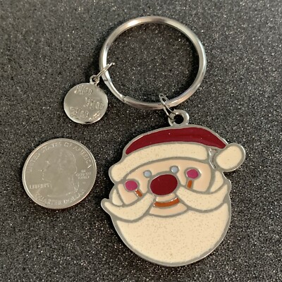 HO HO HO! Santa Clause Cute Face Metal Christmas Keychain Key Ring #41443