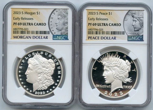 2023-S Morgan & Peace Silver Dollar Proof NGC PF69 Early Releases Set - JP998