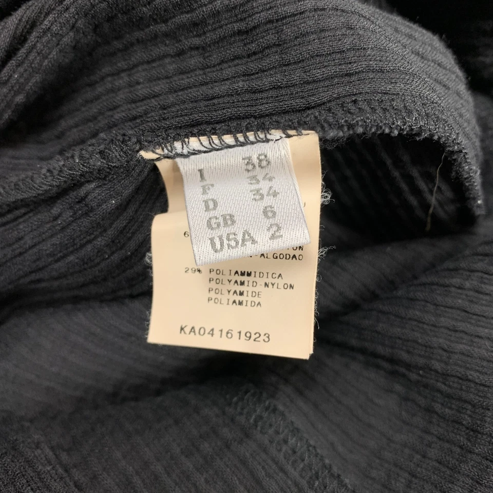 NARCISO RODRIGUEZ Talla 2 Negro Algodón Acanalado/Poliamida Cuello En V Vestido - Imagen 4 de 4