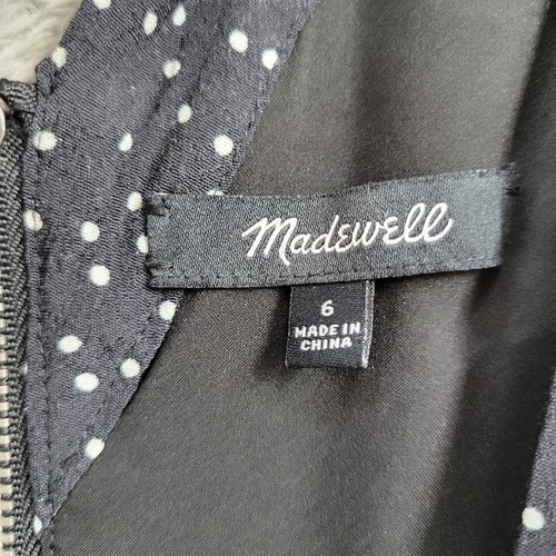 Madewell Dress Womens Size 6 Black Easy Midi Spring Fling Polka Dot Ditsy Shift - Picture 9 of 11