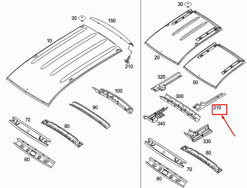 Neu MERCEDES-BENZ CITAN W415 Dachverstärkung hinten links A4156511200 Original