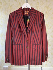 *bnwt* Tory Burch Red & Navy Blue Stripe 'harry' Blazer Jacket Uk 6