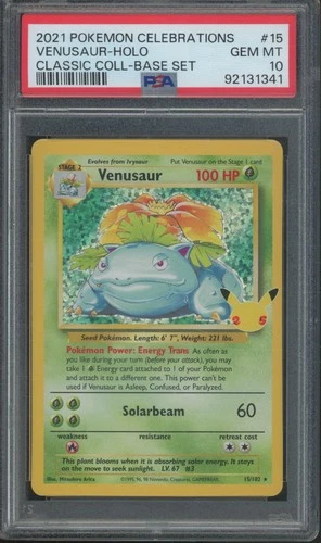 2021 Pokemon Celebrations Classic Collection Holo #15 Venusaur Gem Mint PSA 10