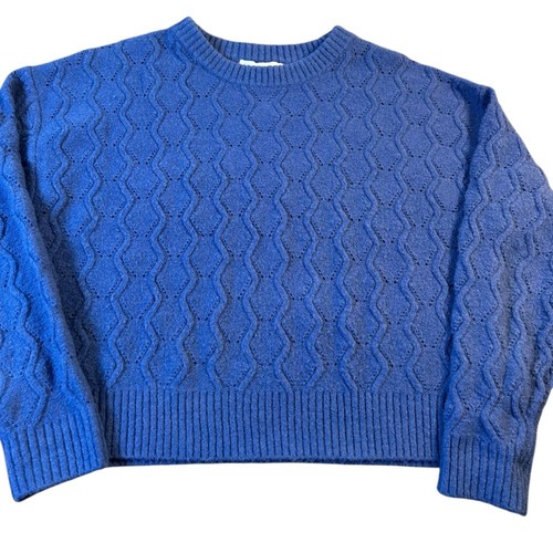 FLAT WHITE (Anthropologie) blau strukturierter Strickpullover Pullover Gr. L - Bild 10 von 10