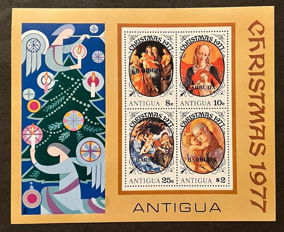 Travelstamps: 1977 Barbuda Xmas Souvenir Sheet Sc #311a (On Antigua 489a) MNH OG - Image 2 of 4