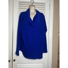 Karen Kane Womens Top XL Blue Long Sleeve Cowl Neck Knit Pullover Tunic