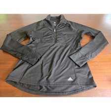 Adidas Quarter Zip Pullover Women Medium Black Climalite Thumbhole Active Top