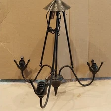 Vtg Restoration Hardware Gothic Metal 3 Arm Chandelier TESTED WORKING No Shades
