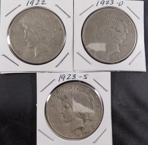 New Listing1922, 1923‑D & 1923‑S Peace Dollars – 3‑Coin Silver Lot – Circulated with Nice D