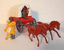  Timpo Toys "Wild West" covered wagon set, 1960s Stagecoach, Driver Wife, Child