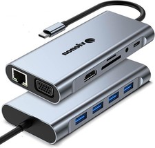 Ultimate 11-in-1 USB C Hub with 4K HDMI, Ethernet, VGA  SD Reader for Laptops