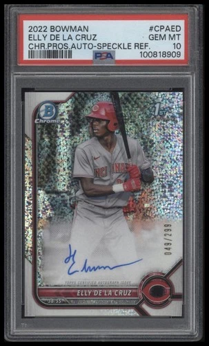 2022 BOWMAN CHROME PROSPECT AUTO SPECKLE #CPAED ELLY DE LA CRUZ 247/299 PSA 10  
