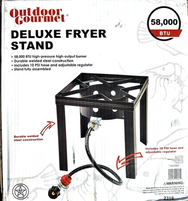 #ad Outdoor Gourmet Deluxe Fryer Stand 58000 BTU Propane Burner w Regulator Hose $84.95