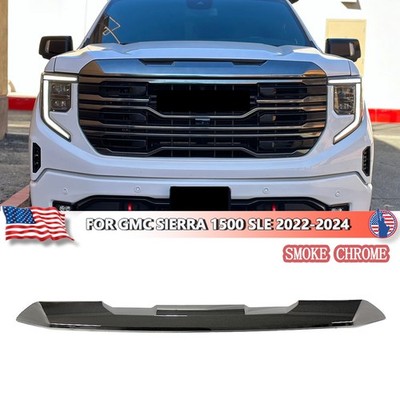 Smoke Chrome Front Upper Grille Molding Trim For 2022-2024 GMC Sierra 1500 AT4
