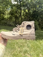 Palladium Men s Beige Canvas Lace-Up Ankle Co...