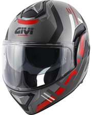 CASCO GIVI X 30 MODULARE  180° MATT TITANIUM BLACK RED VISIERA TRASPARENTE