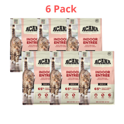 6 Pack ACANA Indoor Entree Adult Cat Food 4lb Grain Inclusive Hairball Control